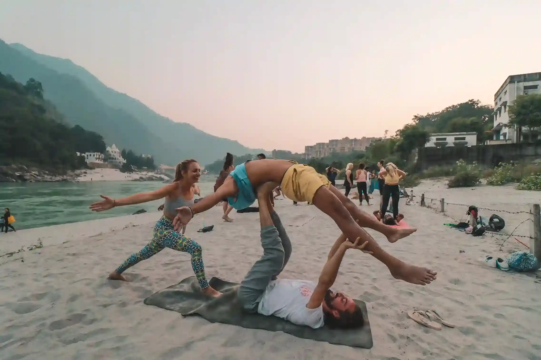 Yoga practice outdoors